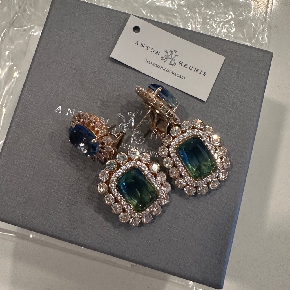 Stud With Clip Oval & Cluster Pendant in Blue, Green, & Gold Anton Heunis
